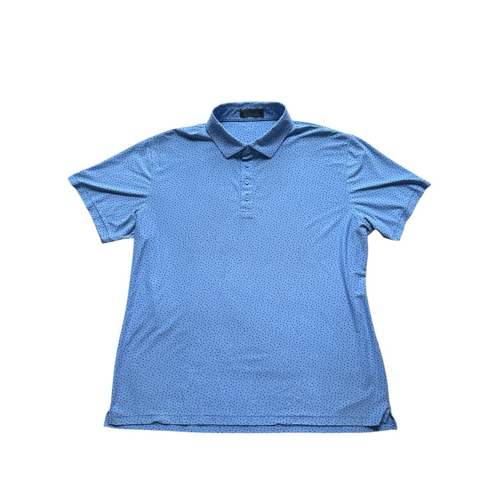 G/Fore Polo Shirt Mens XL Blue Polka Dot Golf‎ Performance Active *flaws- READ